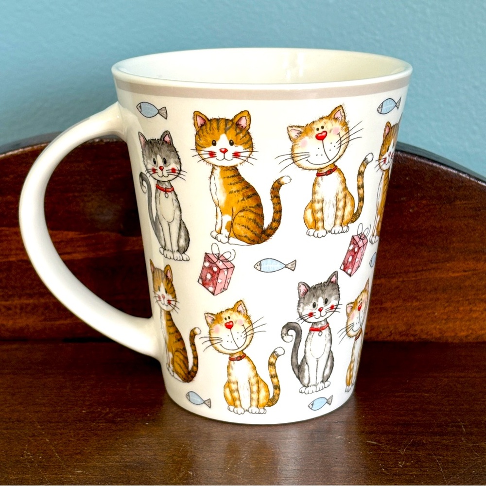 Coffee, Tea, CATS! Mug - All Over Print Cats with Fish 12oz Cat Lover Mug